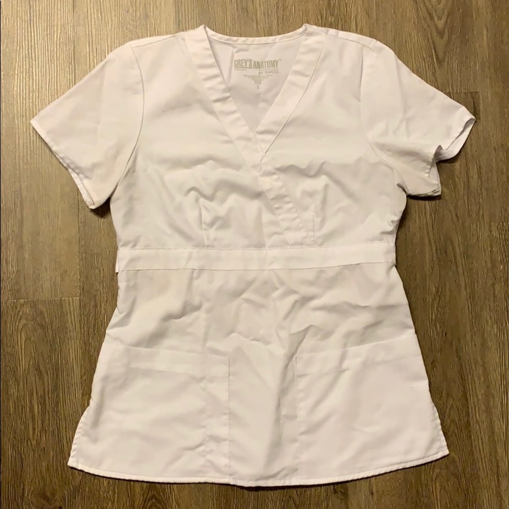 S white scrub top